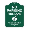 Signmission No Parking Fire Lane Violators Booted Or Towed Heavy-Gauge Aluminum Sign, 24" x 18", GW-1824-9962 A-DES-GW-1824-9962